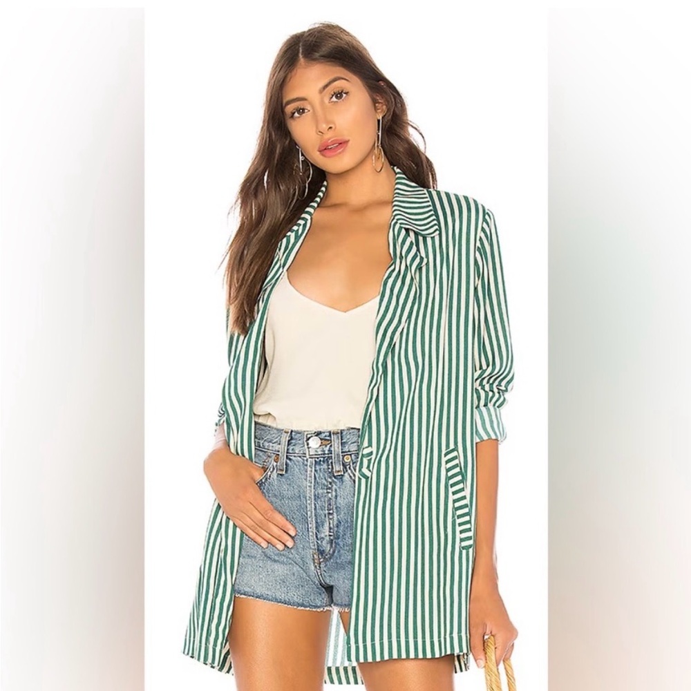 Green and White Striped Blazer Flynn Skye